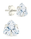 Sterling Silver Trillion Cut Prong Set Stud Earrings