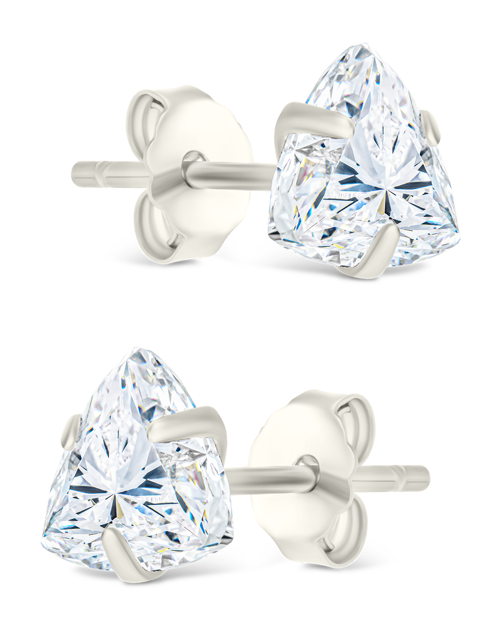 Sterling Silver Trillion Cut Prong Set Stud Earrings