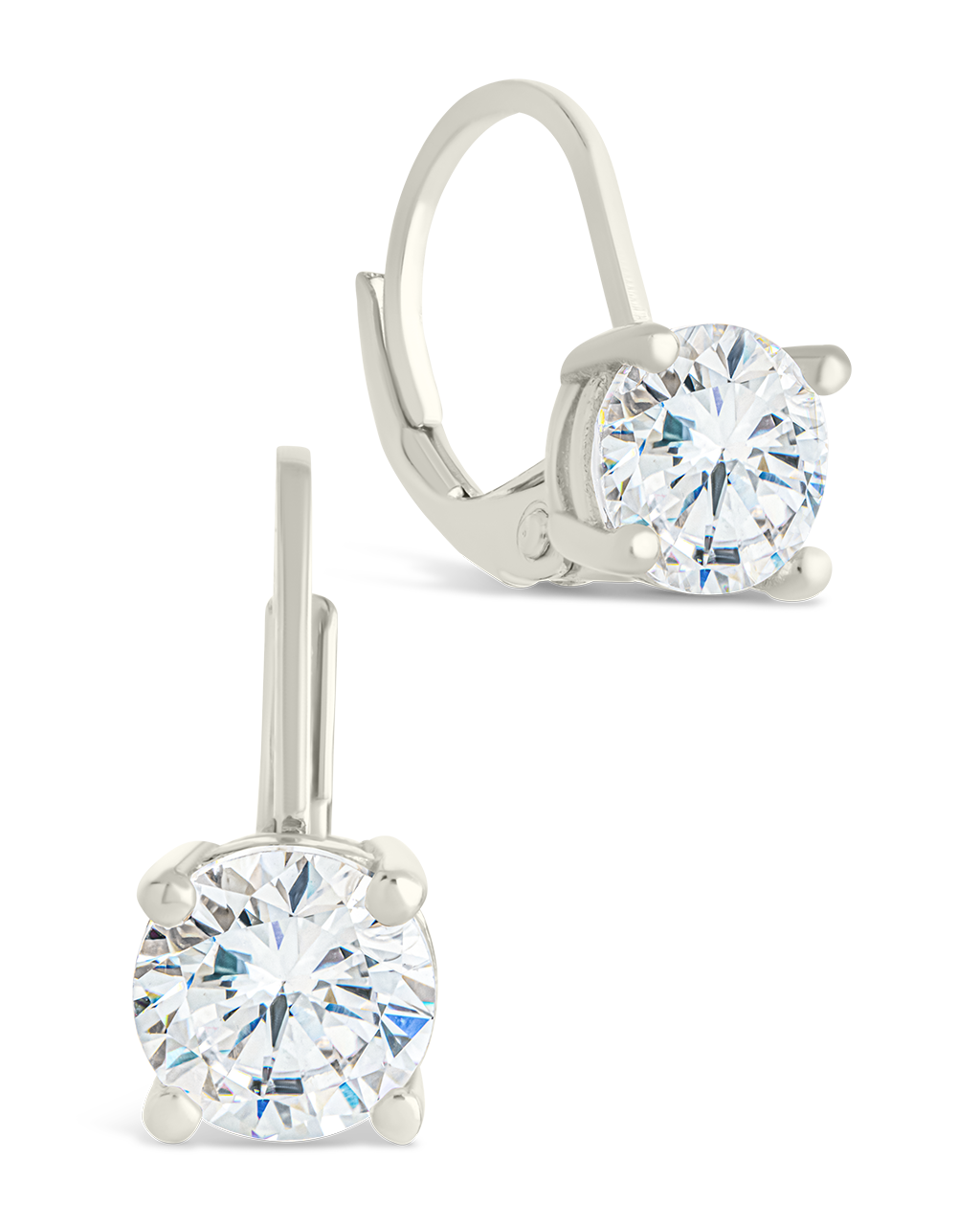 Sterling Silver Round Cut French Clip Earrings