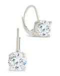 Sterling Silver Round Cut French Clip Earrings
