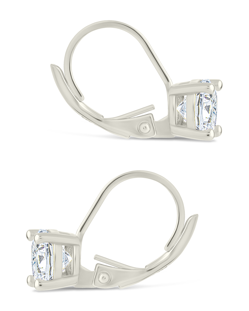 Sterling Silver Round Cut French Clip Earrings