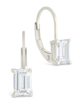 Sterling Silver Emerald Cut French Clip Earrings