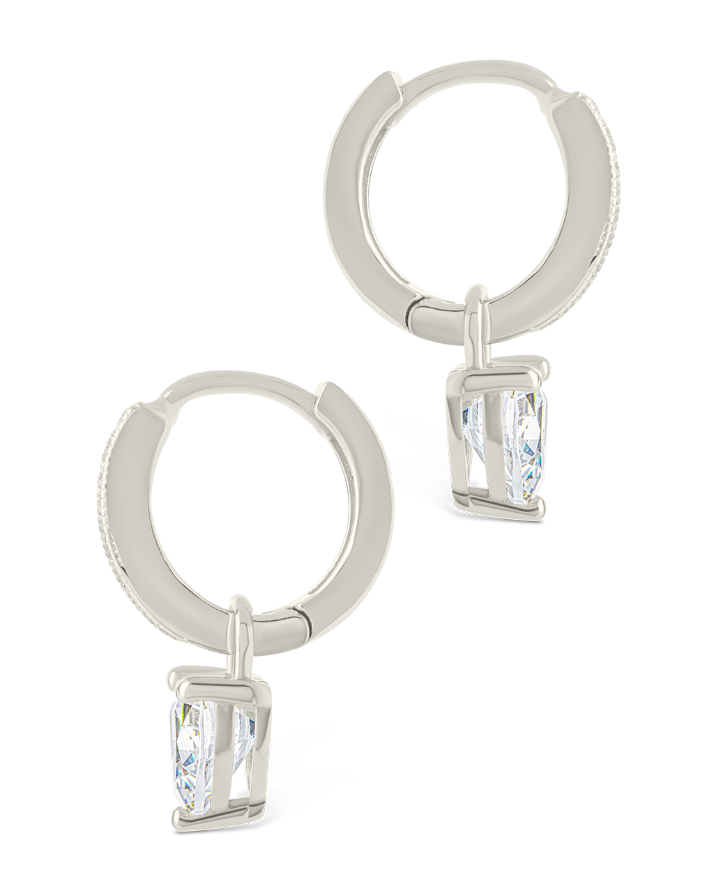 Sterling Silver Eugenia Heart Cut CZ Dangle Micro Hoops
