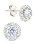 Sterling Silver Round Cut Brilliant Halo Studs