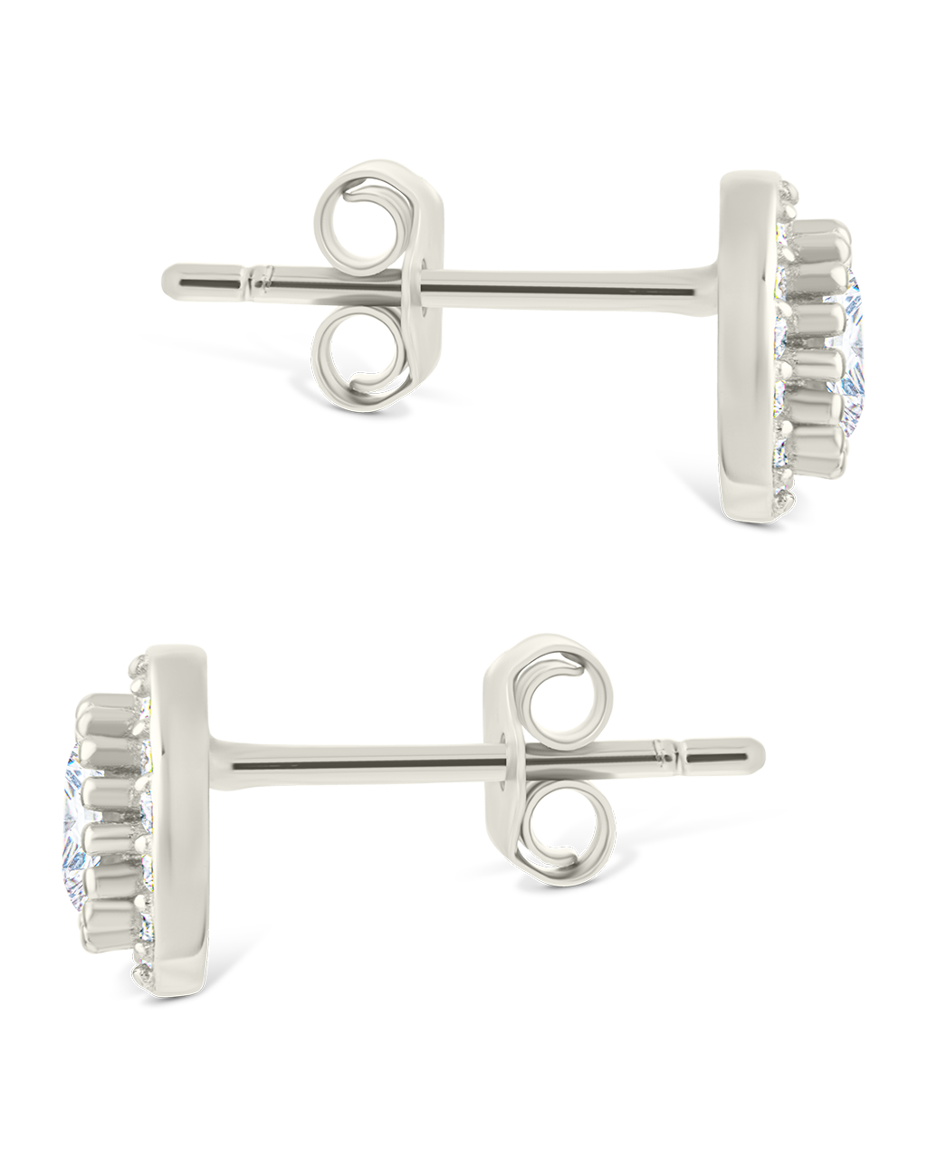 Sterling Silver Round Cut Brilliant Halo Studs