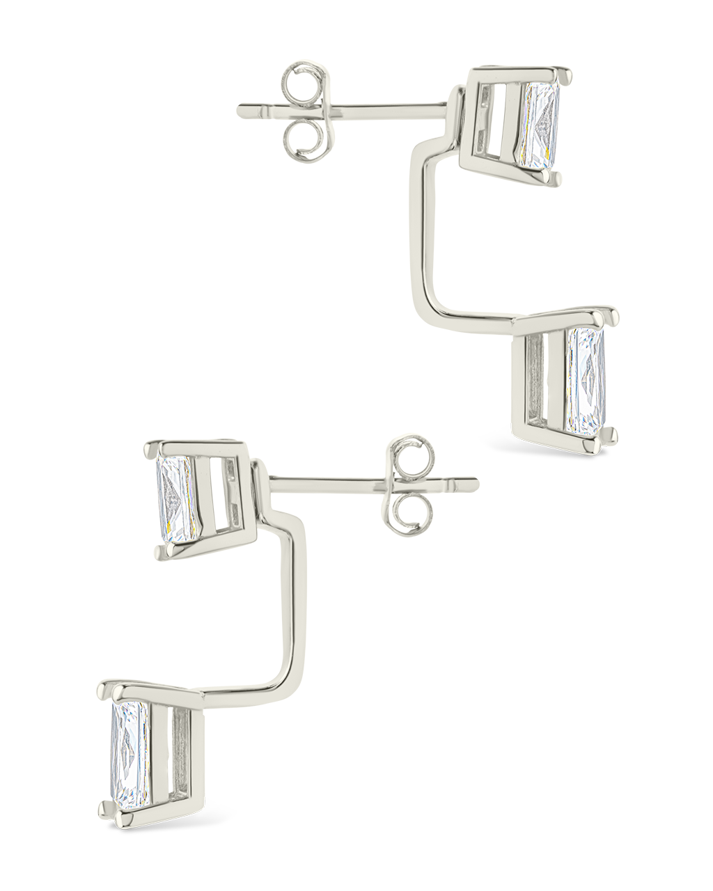 Sterling Silver Emerald Cut Duo Jackets