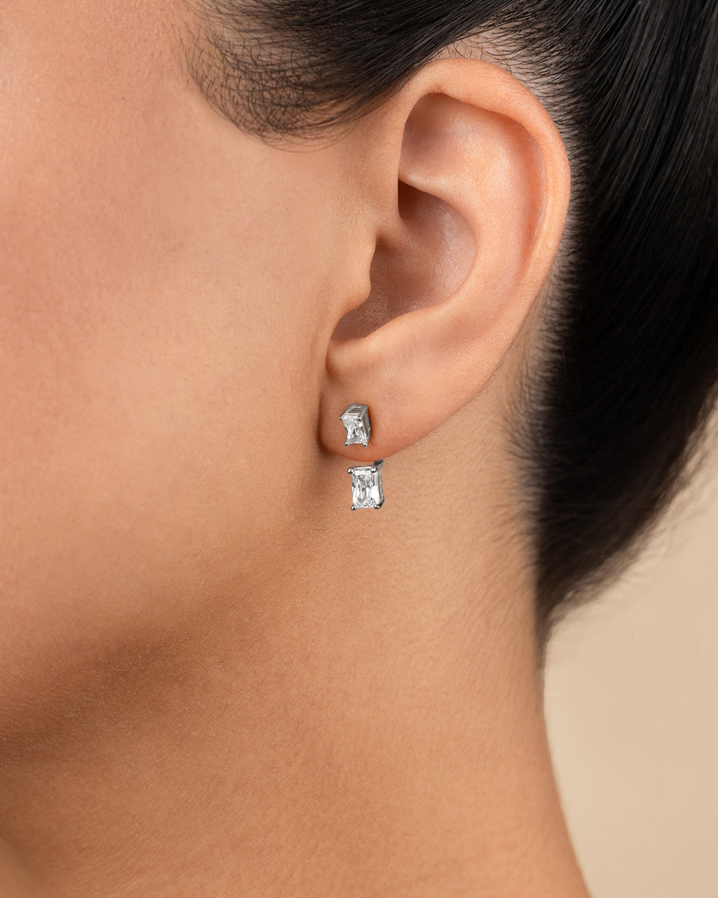 Sterling Silver Emerald Cut Duo Jackets