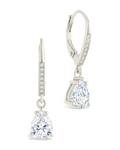 Sterling Silver Angelica Pear Cut CZ French Clip Earrings
