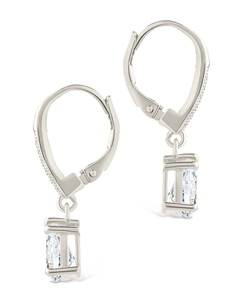 Sterling Silver Angelica Pear Cut CZ French Clip Earrings