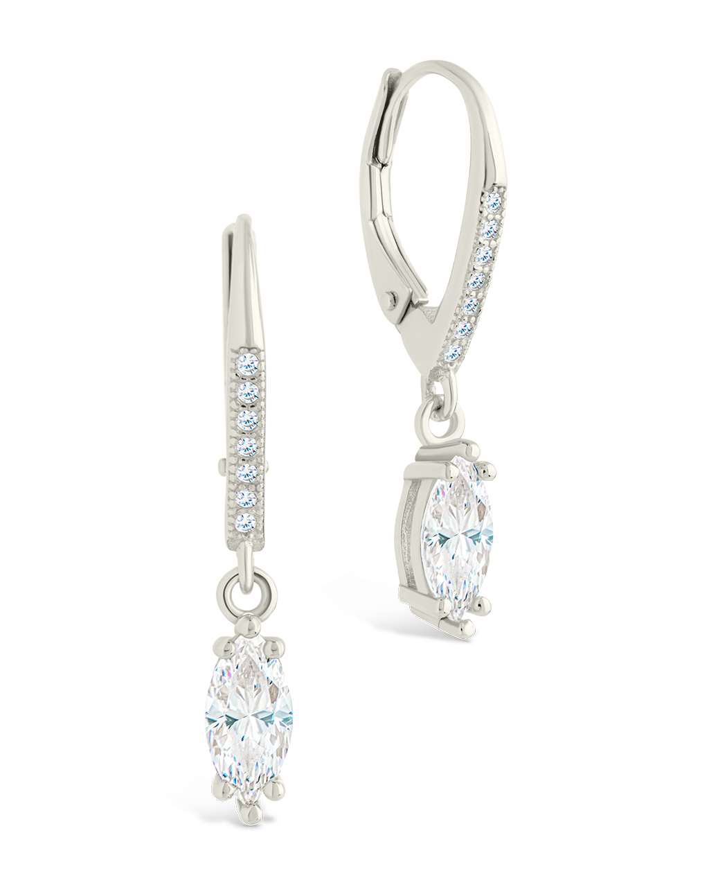 Sterling Silver Allegra Marquise Cut CZ French Clip Earrings