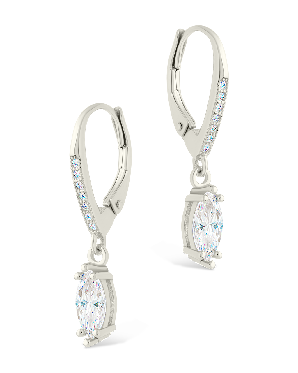 Sterling Silver Allegra Marquise Cut CZ French Clip Earrings