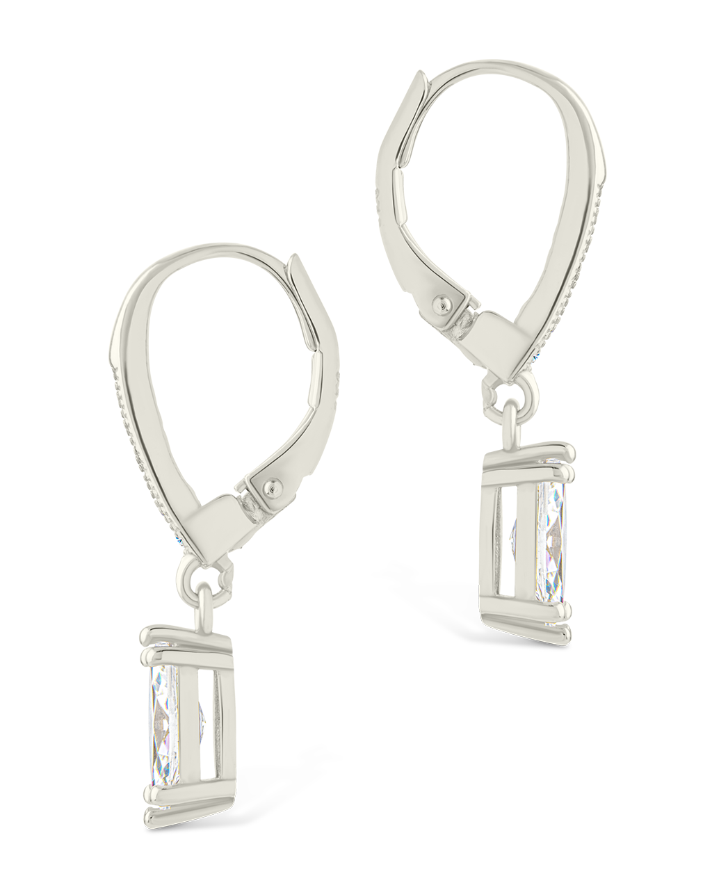 Sterling Silver Allegra Marquise Cut CZ French Clip Earrings