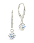 Sterling Silver Matilda Brilliant Cut CZ French Clip Earrings