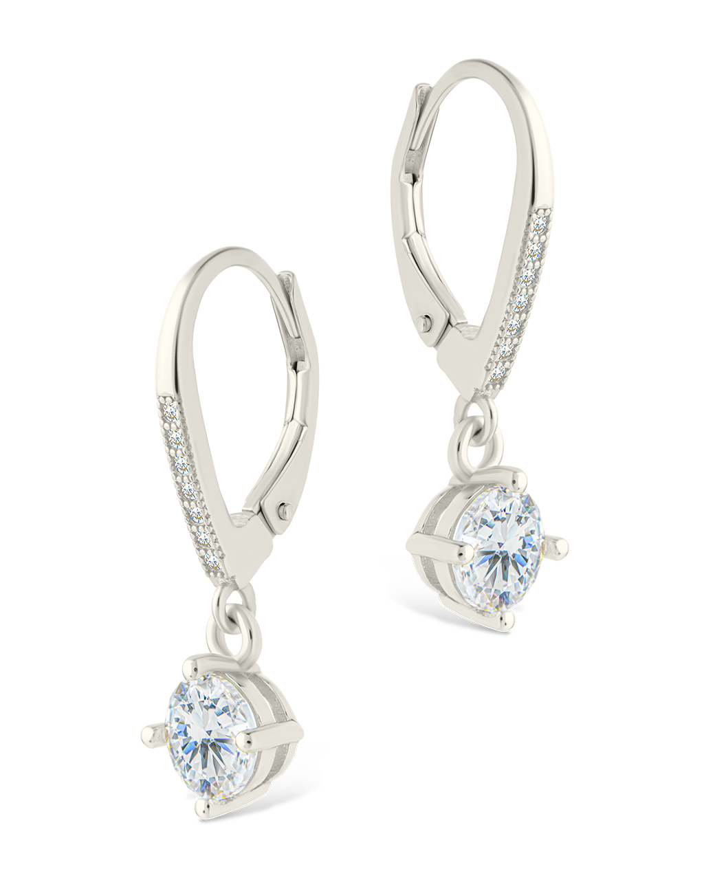 Sterling Silver Matilda Brilliant Cut CZ French Clip Earrings