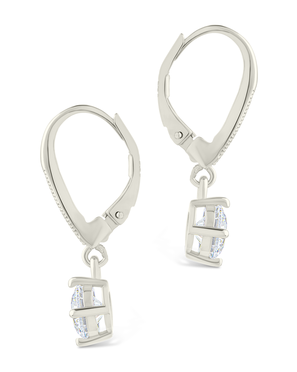 Sterling Silver Matilda Brilliant Cut CZ French Clip Earrings