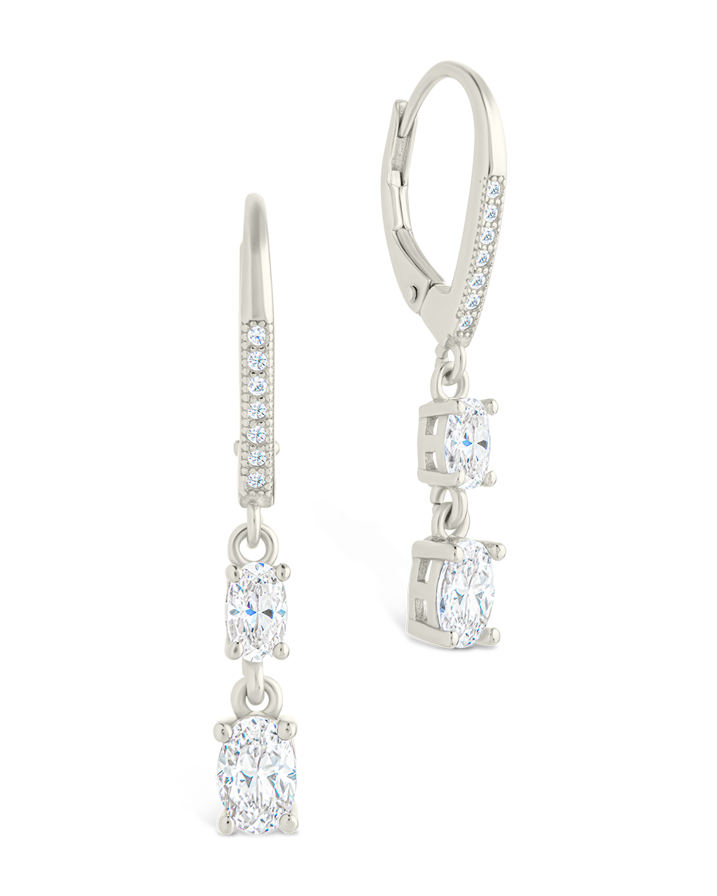 Sterling Silver Liesel Oval Cut CZ French Clip Earrings