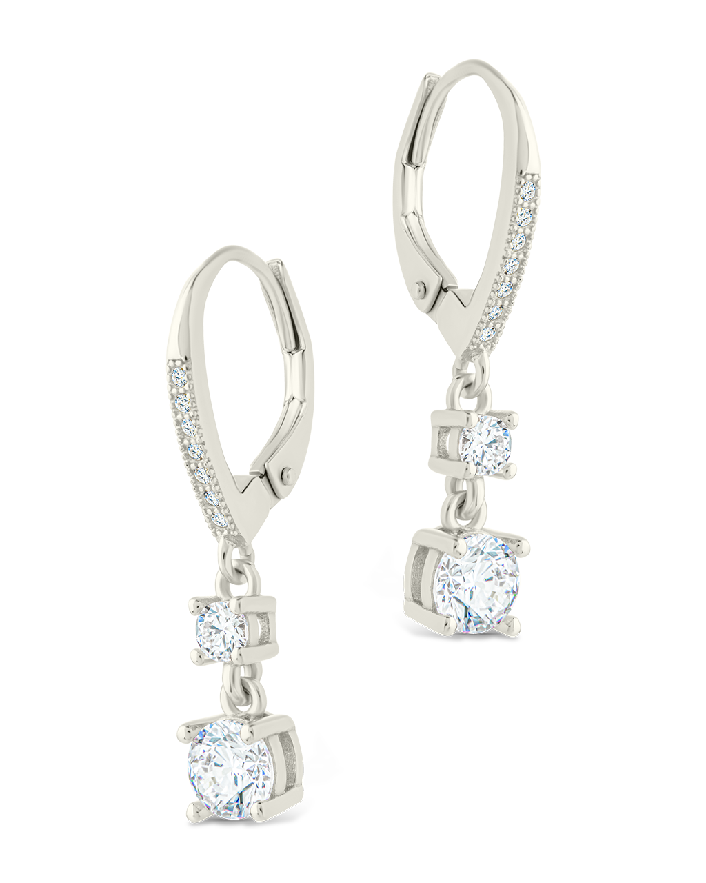 Sterling Silver Magdalena Brilliant Cut CZ French Clip Earrings