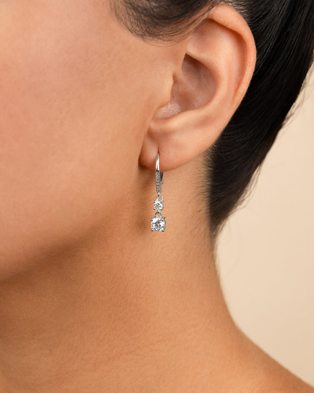 Sterling Silver Magdalena Brilliant Cut CZ French Clip Earrings