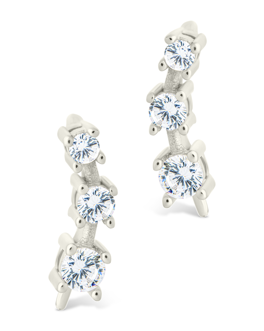 Sterling Silver Round Cut Mini Ear Crawlers