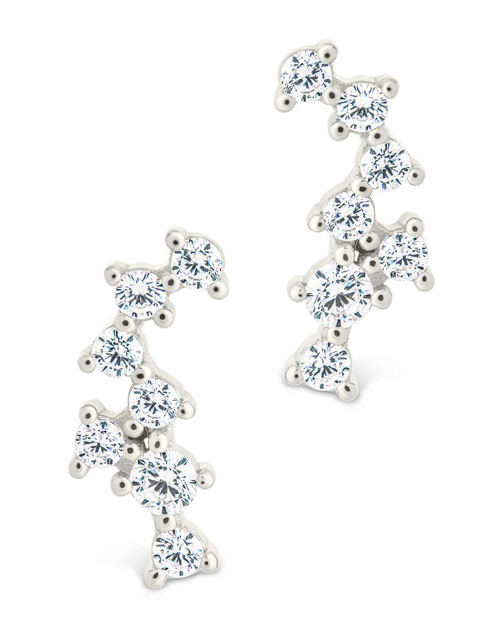 Sterling Silver Round Cut Cluster CZ Crawlers