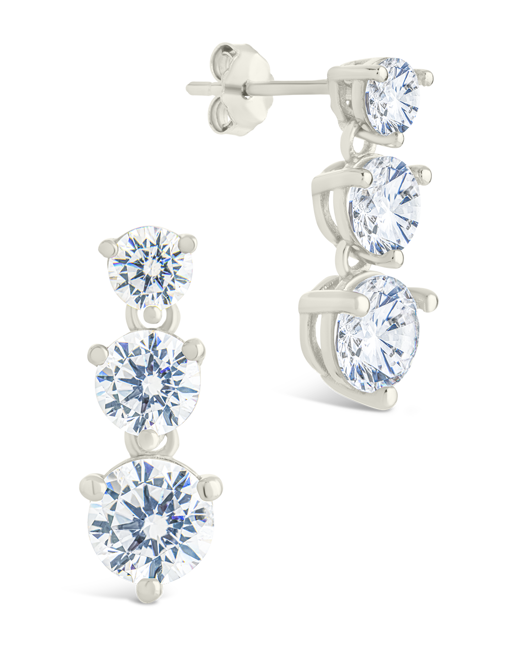 Sterling Silver Opaline Brilliant Cut CZ Studs