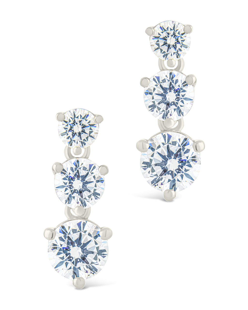 Sterling Silver Opaline Brilliant Cut CZ Studs
