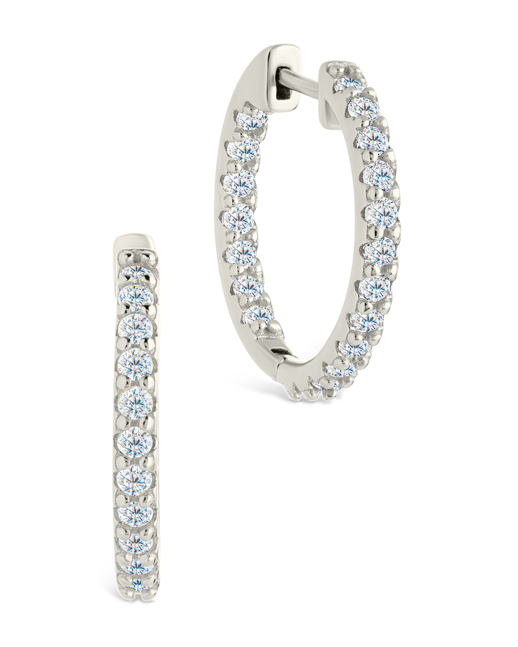 Sterling Silver Constance CZ Studded Statement Hoops
