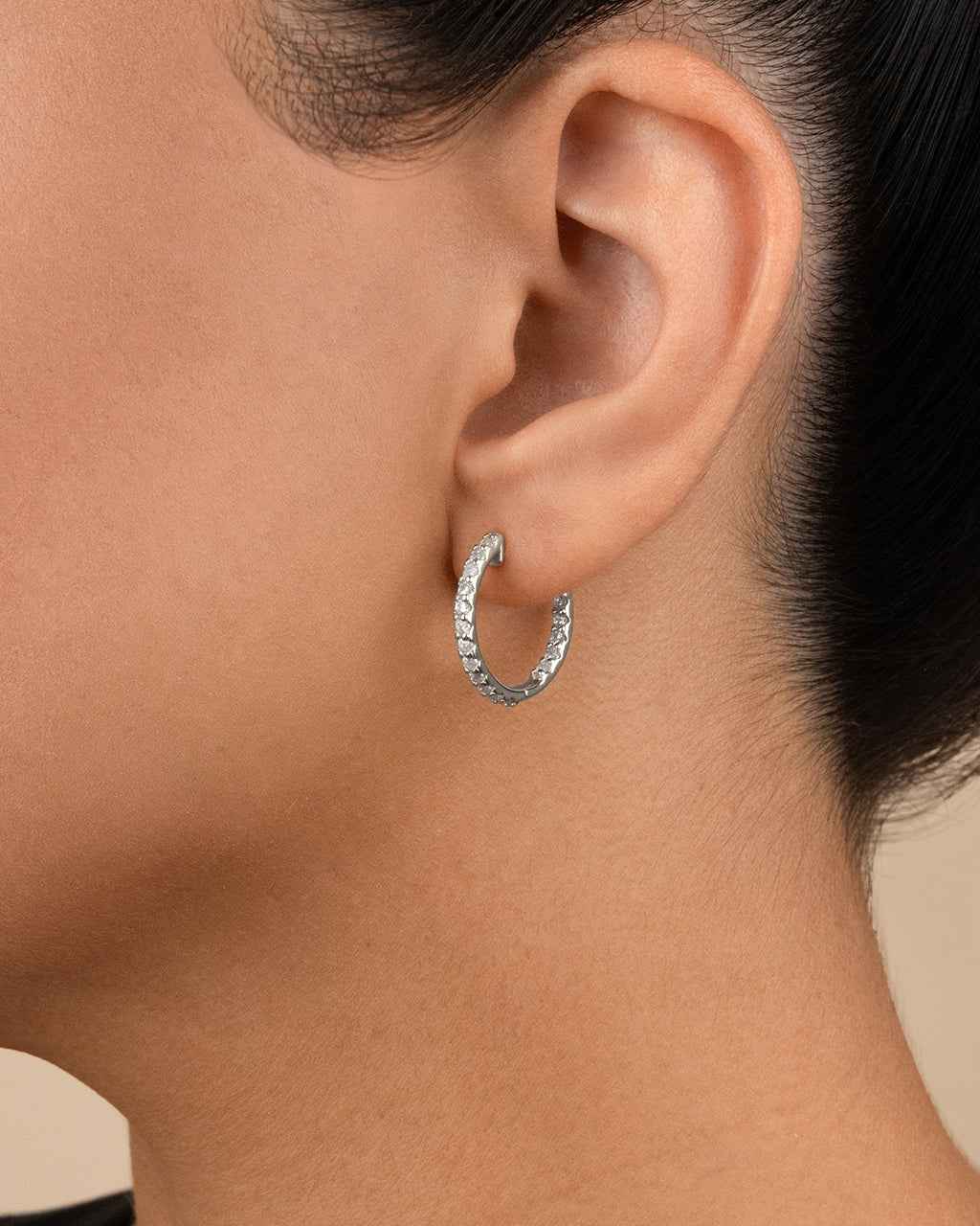 Sterling Silver Constance CZ Studded Statement Hoops