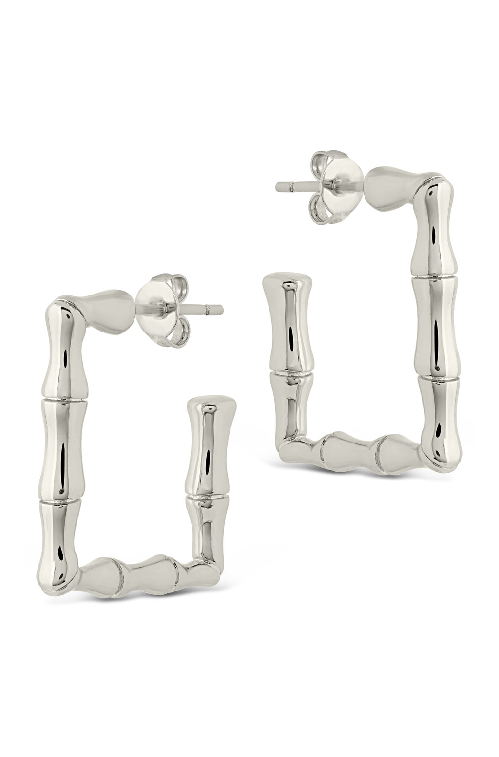 Bamboo Rectangular Hoop Earrings