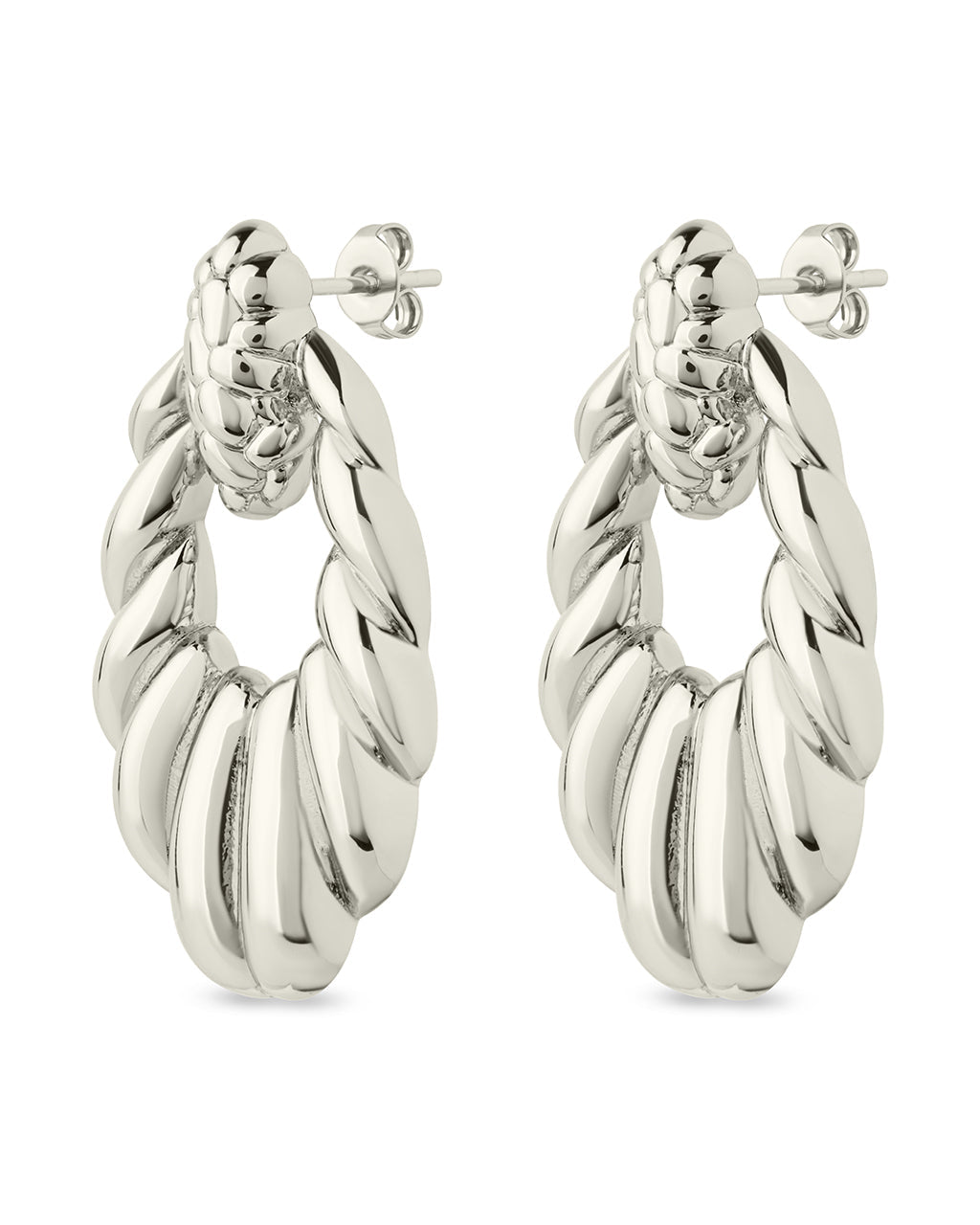 Enid Textured Door Knocker Stud Earrings