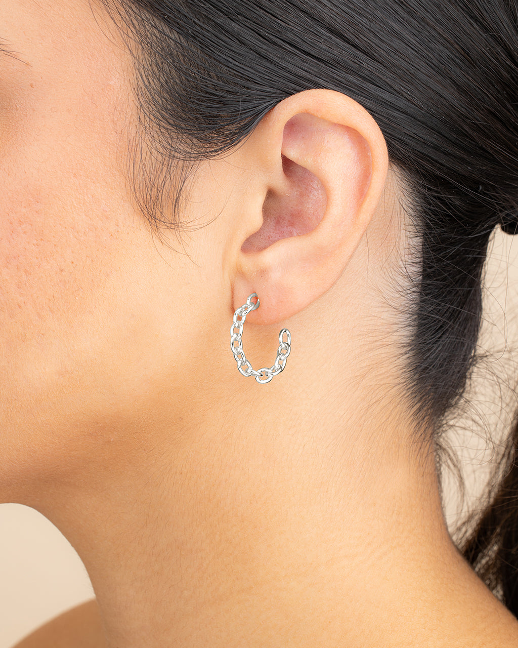 Sterling Silver Delicate Chain Hoops
