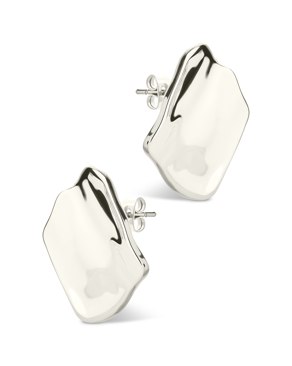 Sterling Silver Vivien Molten Square Statement Studs