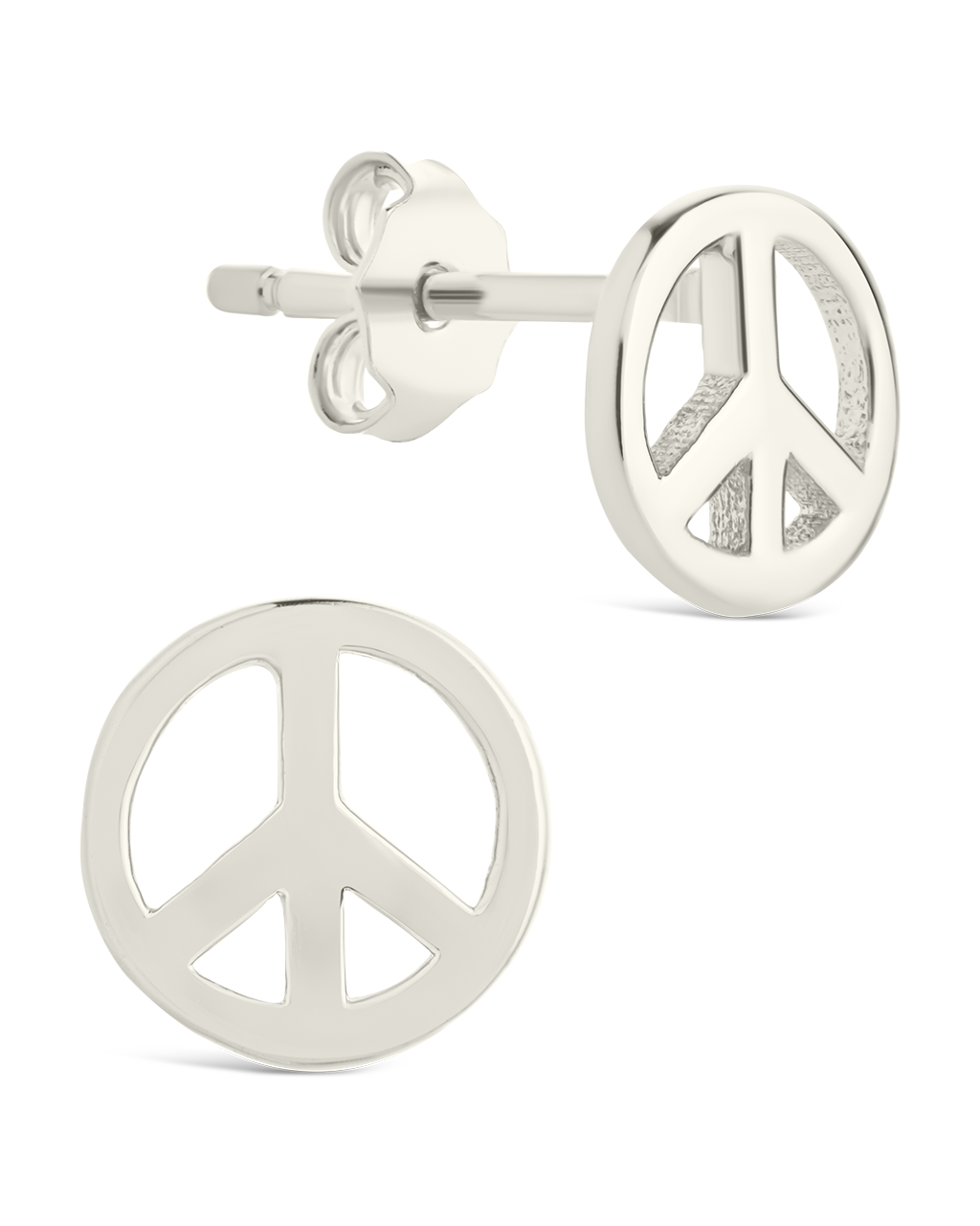 Sterling Silver Peace Sign Studs