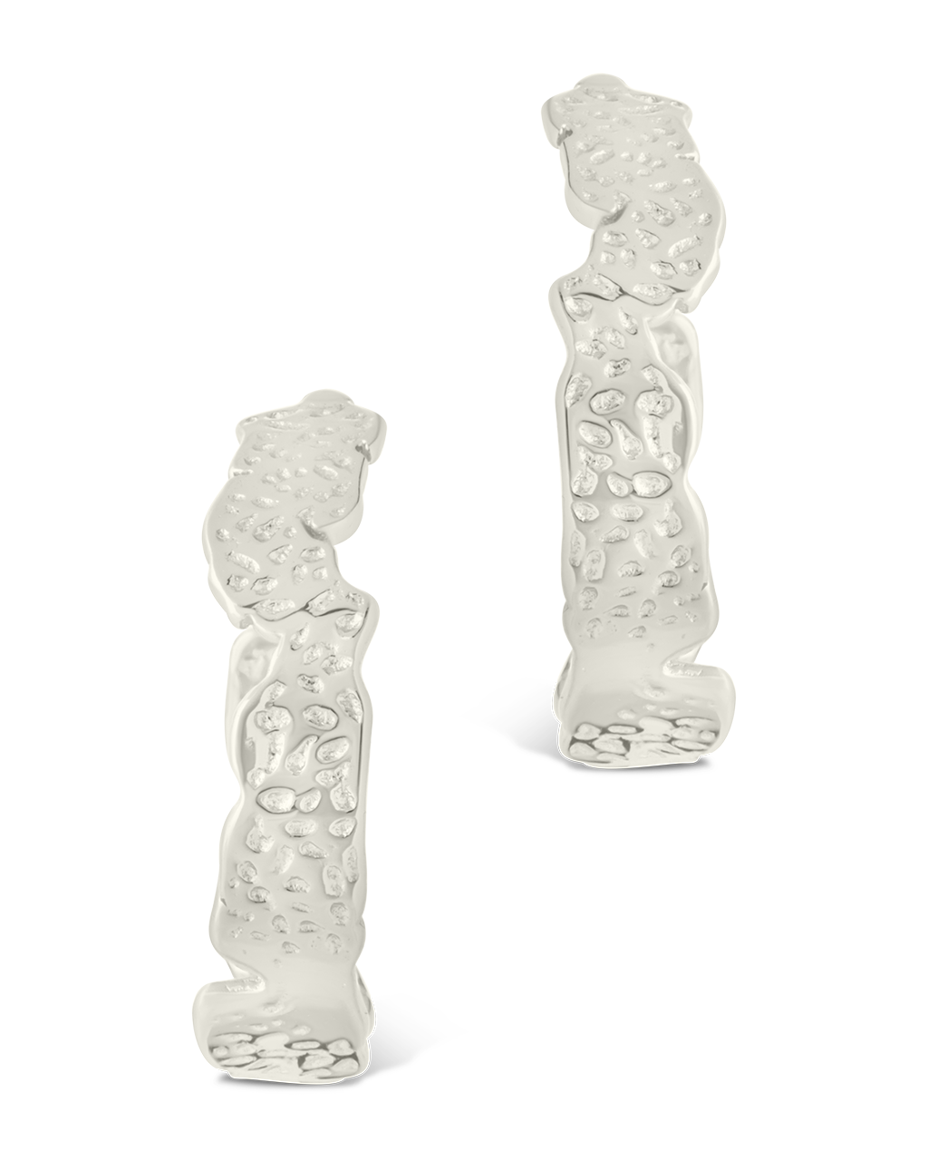 Sterling Silver Mary Textured Hoop Earrings