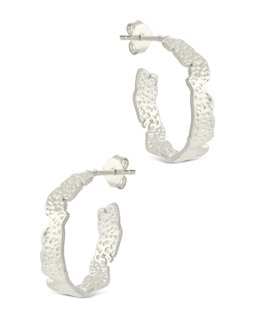 Sterling Silver Mary Textured Hoop Earrings