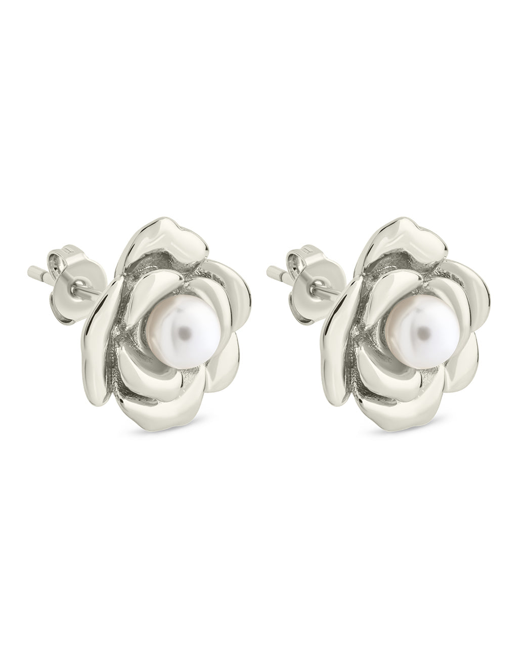 Rosa Pearl Flower Stud Earrings