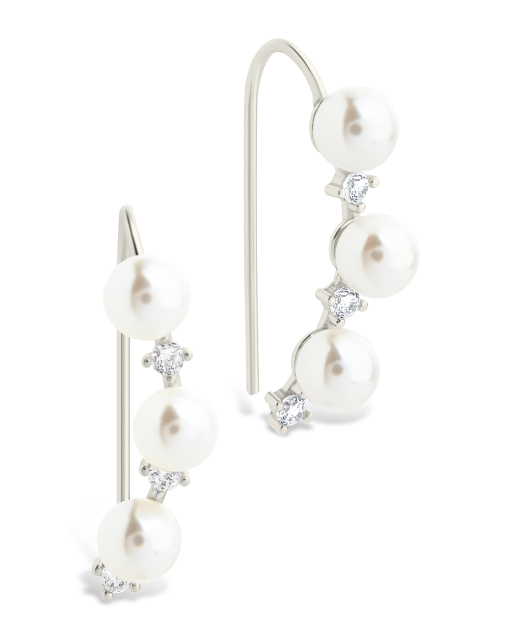 Sterling Silver Siena CZ & Pearl Threader Earrings