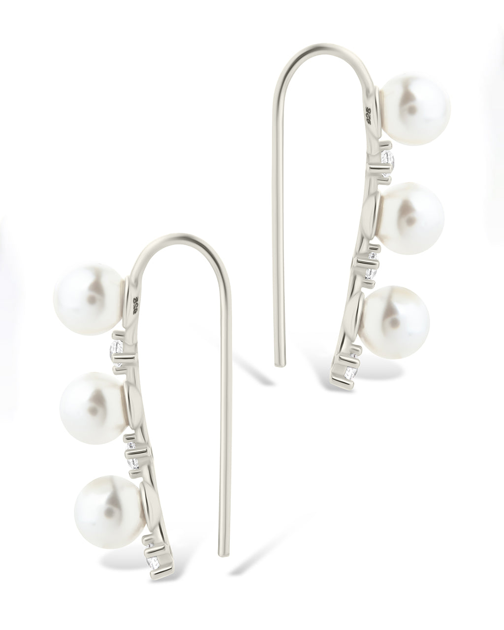 Sterling Silver Siena CZ & Pearl Threader Earrings