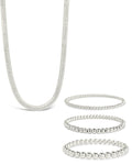 Beaded Bracelets & Herringbone Chain Necklace Set