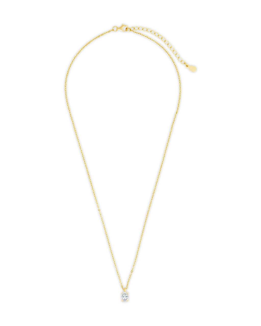 Sterling Silver Oval CZ Prong Set Pendant