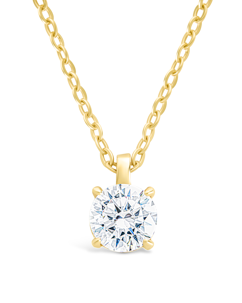 Sterling Silver Round CZ Prong Set Pendant