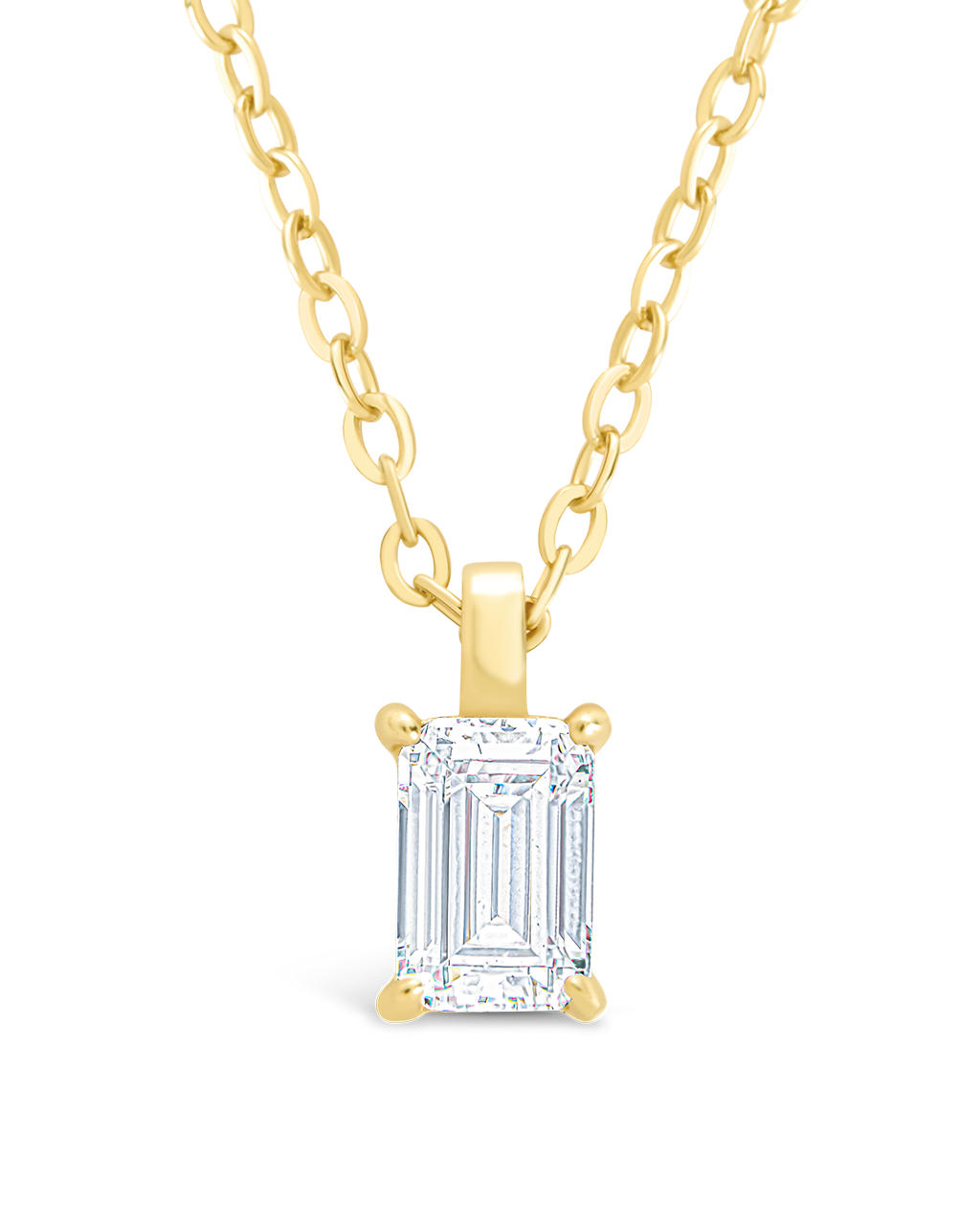 Sterling Silver Emerald Prong Set Pendant