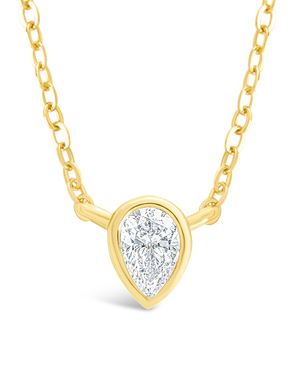 Sterling Silver Pear Bezel Set Pendant