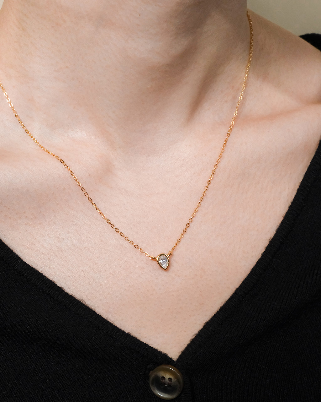 Sterling Silver Pear Bezel Set Pendant