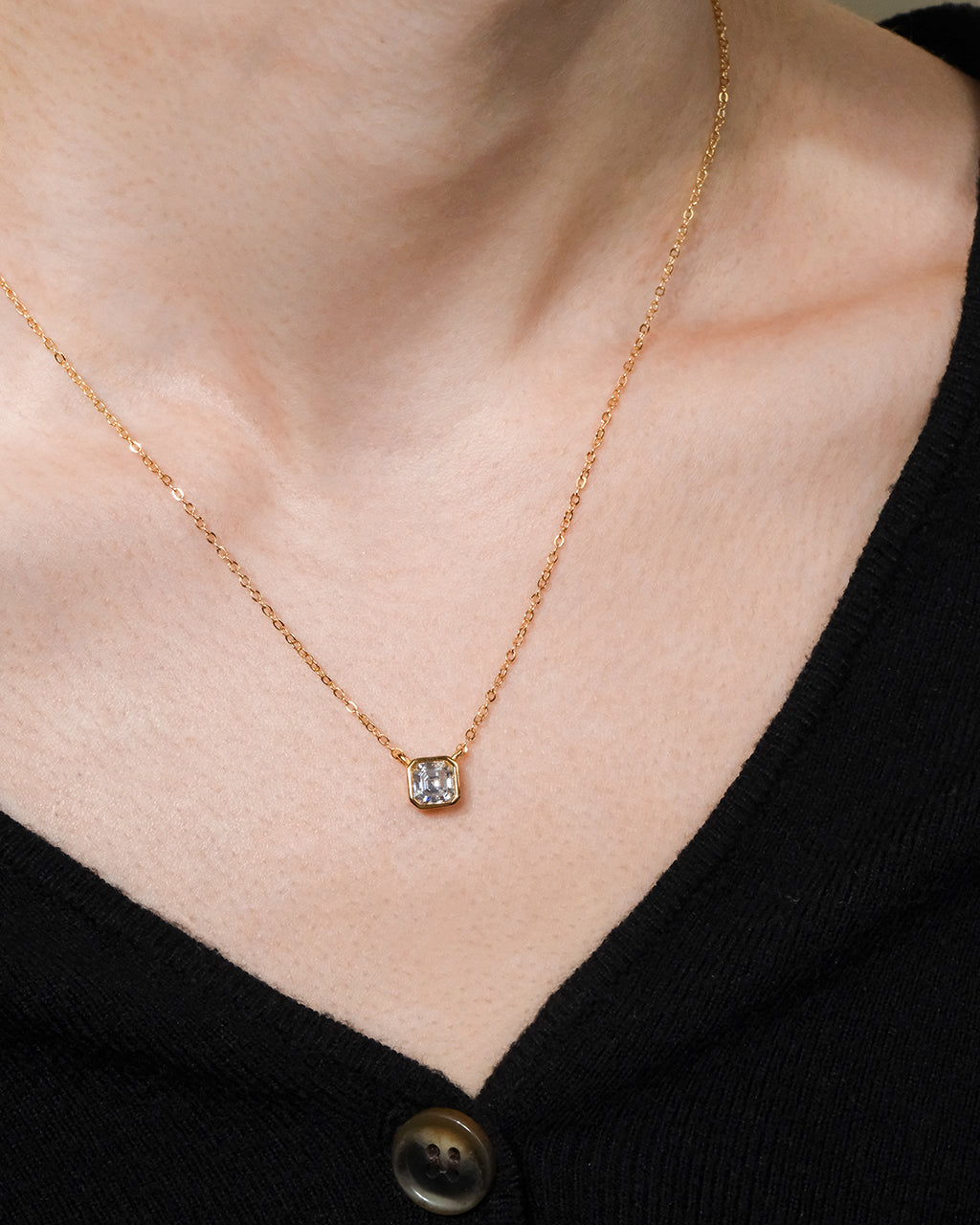 Sterling Silver Asscher Bezel Set Pendant