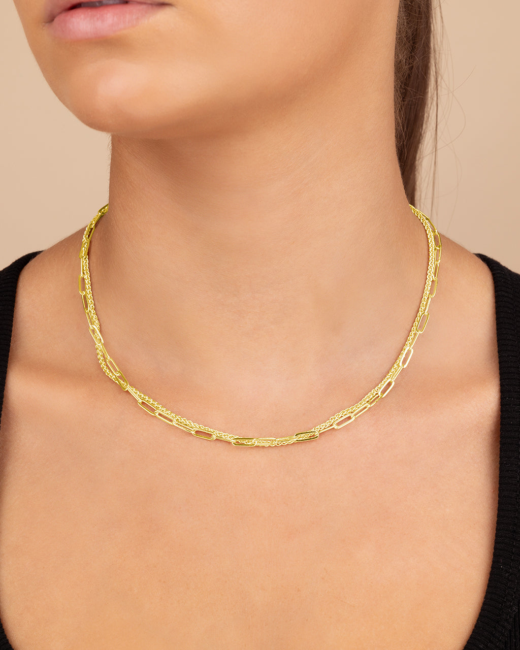 Emery Paperclip & Curb Chain Layered Necklace