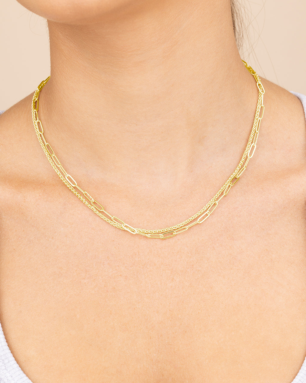 Emery Paperclip & Curb Chain Layered Necklace