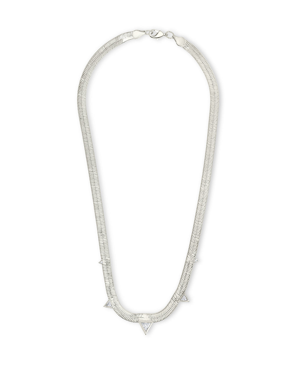 Brecken Stationed CZ Herringbone Necklace
