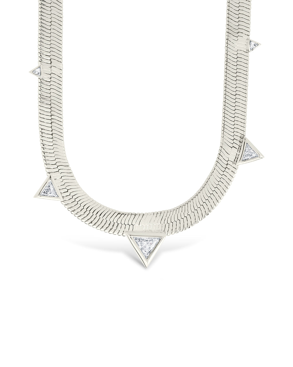 Brecken Stationed CZ Herringbone Necklace