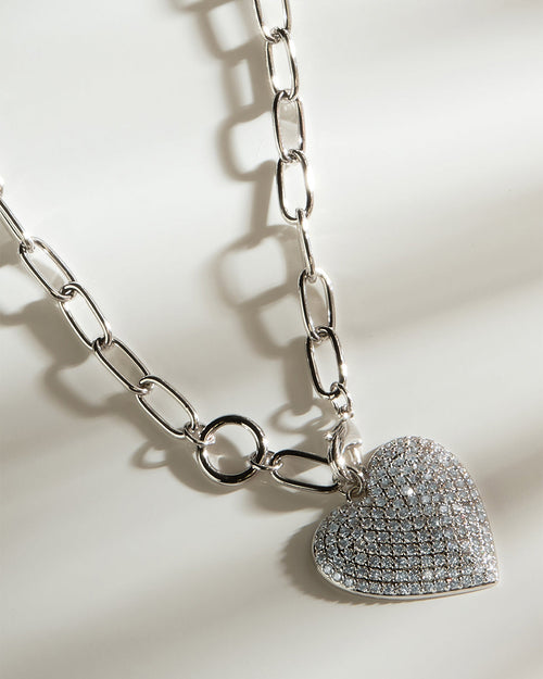 Disco Heart CZ Statement Necklace